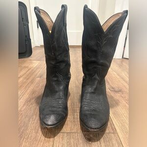 Vintage Dan Post Black Leather Cowboy Boots – Men’s 11D | Made in USA